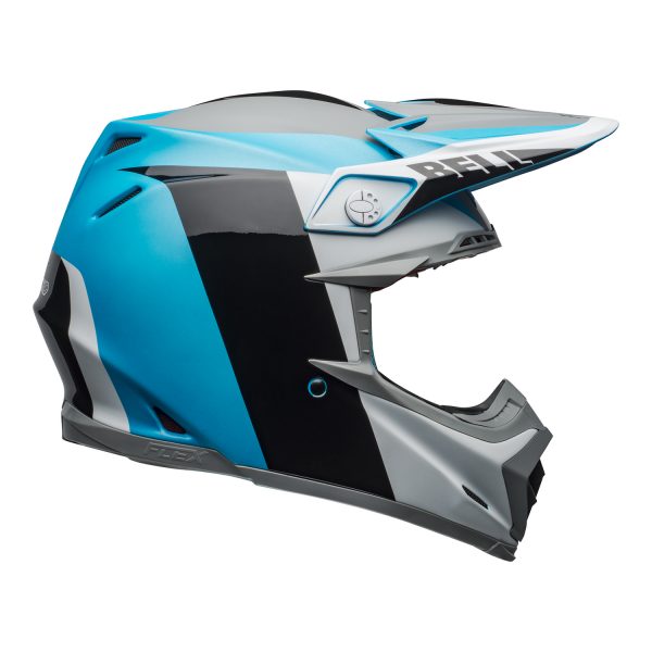 bell-moto-9-flex-dirt-helmet-division-matte-gloss-white-black-blue-right.jpg-Bell MX 2021 Moto-9 Flex Adult Helmet (Division M/G White/Black/Blue)