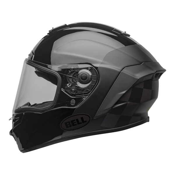 bell-star-dlx-mips-ece-street-helmet-lux-checkers-matte-gloss-black-root-beer-left-clear-shield__94606.1603185523.jpg-Bell Street 2021 Star DLX MIPS Adult Helmet Helmet (Lux Checkers M/G Black/Rootbeer)