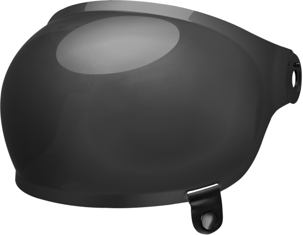 bell-bullitt-bubble-shield-spare-part-dark-smoke-black-tab-front-left-BELL BULLITT FLAT SHIELDS VARIOUS COLOURS (WITH BLACK TAB) – Dark Silver Iridium