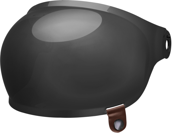 bell-bullitt-bubble-shield-spare-part-dark-smoke-brown-tab-front-left-BELL BULLITT FLAT SHIELDS VARIOUS COLOURS (WITH BLACK TAB) – Dark Silver Iridium