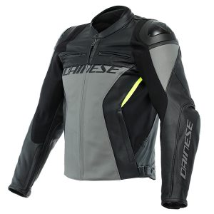 DAINESE RACING 4 LEATHER JACKET 09F – CHARCOL GREY/BLACK