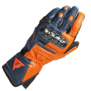DAINESE CARBON 3 LONG GLOVES 17D – BLACK-RIS/FLAME-ORANGE/FLUO-RED