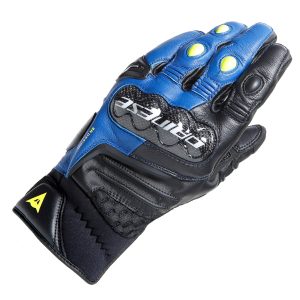 DAINESE CARBON 4 SHORT LEATHER GLOVES 78G (FORWARD ORDER FEBRUARY DELIVERY) – BLACK/BLUE/FLUO