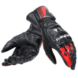 DAINESE DRUID 4 LEATHER GLOVES A77 (FORWARD ORDER FEBRUARY DELIVERY) – BLACK/LAVA-RED/WHITE